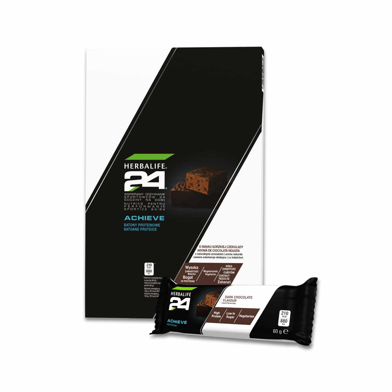 H24 ACHIEVE batony proteinowe o smaku gorzkiej czekolady, 6 sztuk